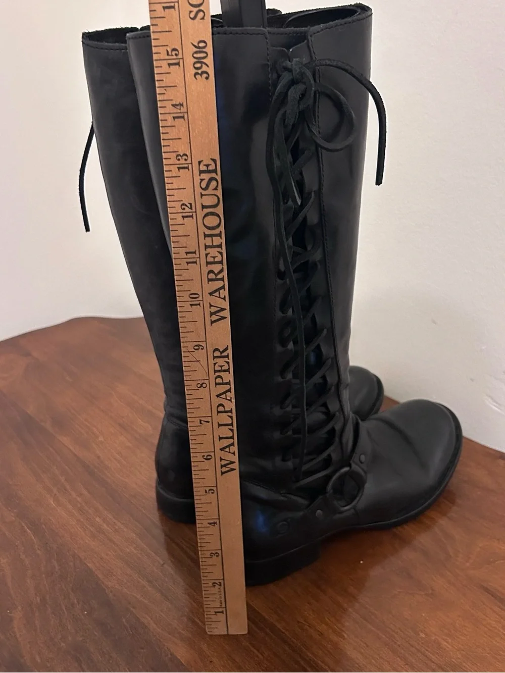 Born Black Leather Tall Buckle Harness Lace Up Riding Womens Boots Size 7.5